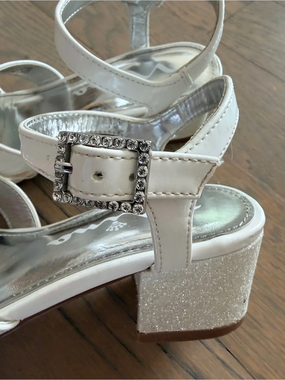 Nina Girls White Patent Dress Sandals with Ankle Strap